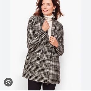 Talbots Black & White Houndstooth Tweed Wool Blazer Jacket, size 8